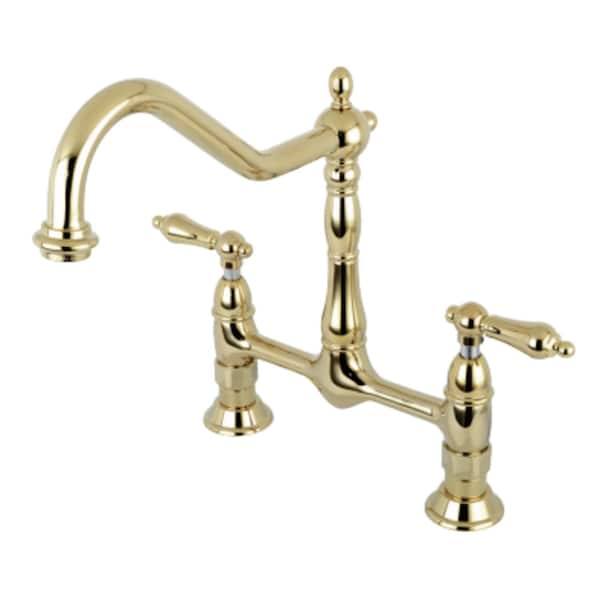 KS1172AL Heritage Bridge Kitchen Faucet, Polished Brass